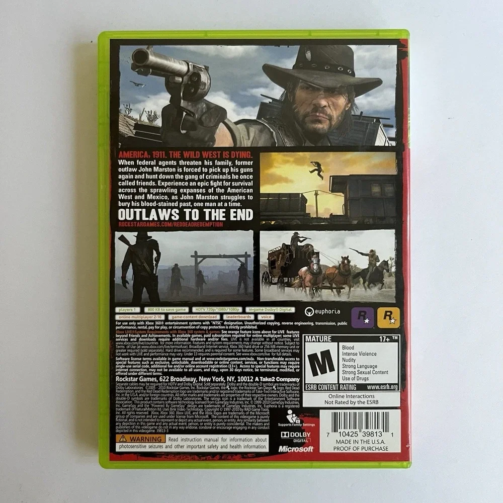 Rockstar Video Game‎ Red Dead Redemption Xbox 360 Map Manual Action Adventure
